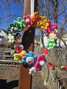 Floral Handmad Icord And Wire Wreath
